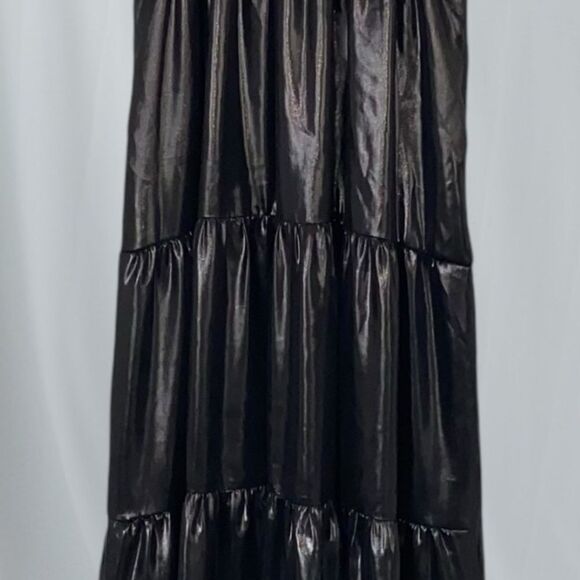 ANTHROPOLOGY Dress Somerset Maxi Shine Edition Metallic Black Size S - Picture 11 of 14